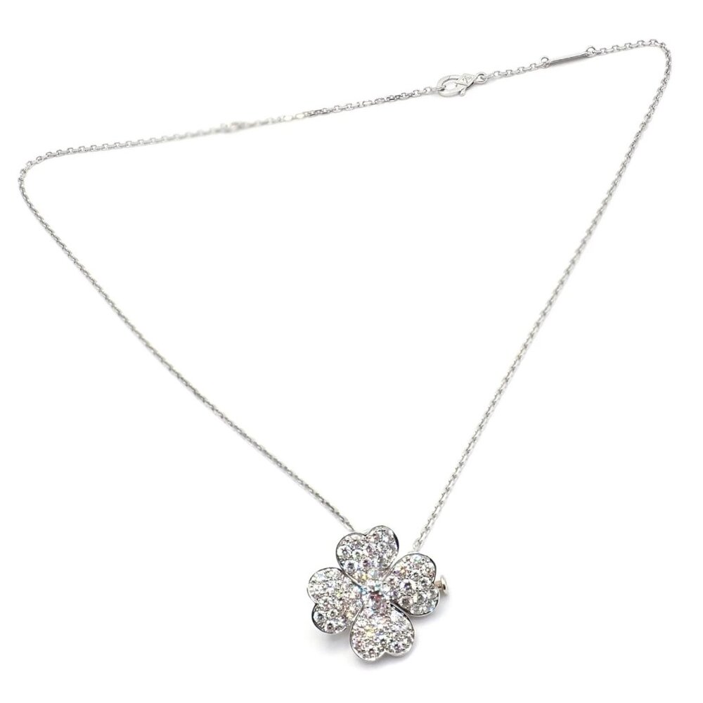 Van Cleef & Arpels Cosmos 18k White Gold Diamond Medium Brooch Pendant Necklace - Picture 8 of 14